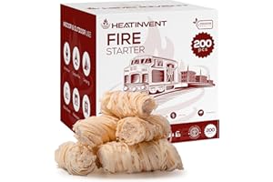 Heatinvent Fire Starter - Fire Starters for Campfires - 200 pcs Fire Starters for Fireplace Indoor Grill, Campfire, BBQ, Fire Pit - All Weather Charcoal Starter Waterproof, Odorless Firestarter