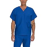 Landau Essentials Unisex Relaxed Fit 1-Pocket V-Neck Scrub Top 7502 Galaxy Blue