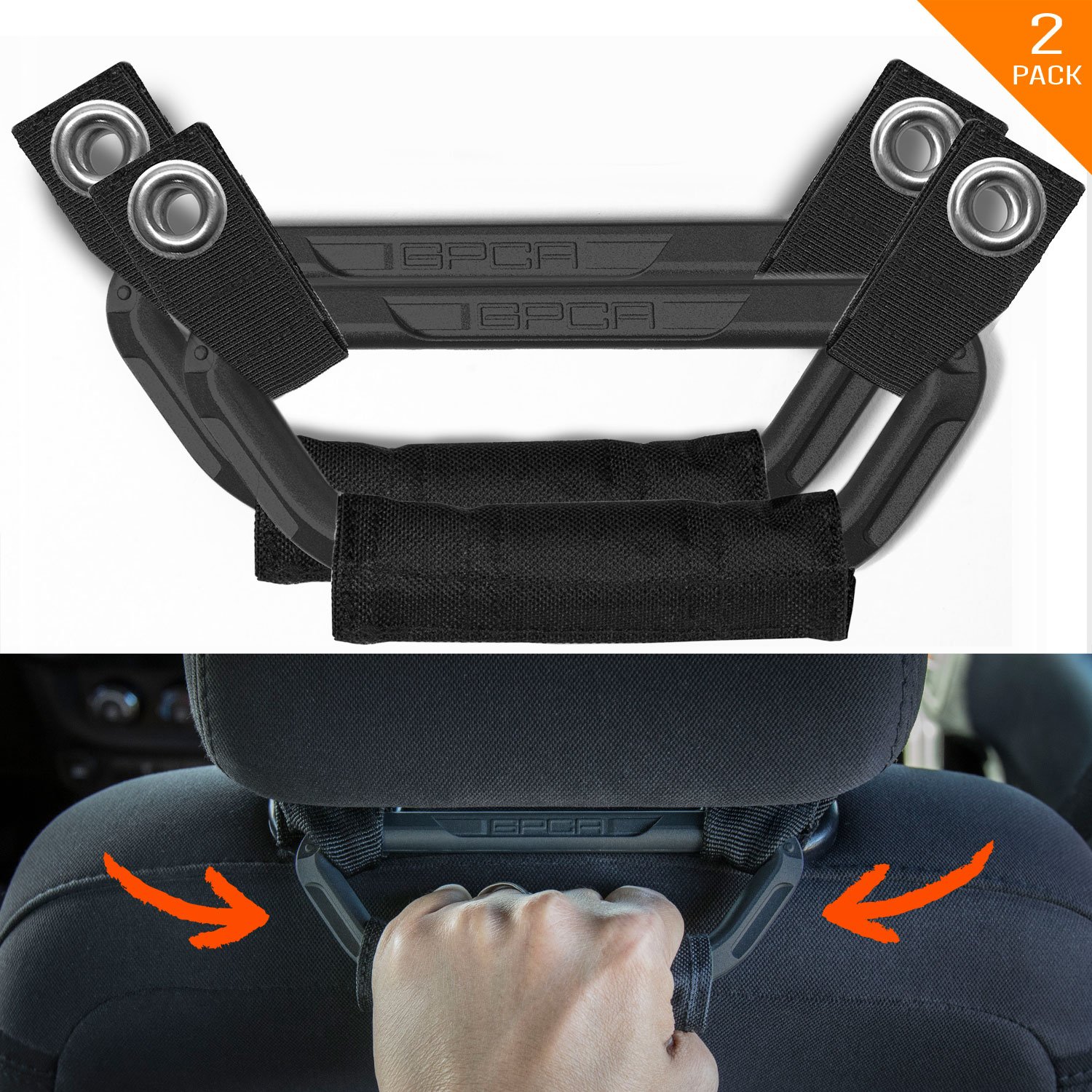Interior Accessories Universal to Front/Back Pair Grabber Orange GPCA