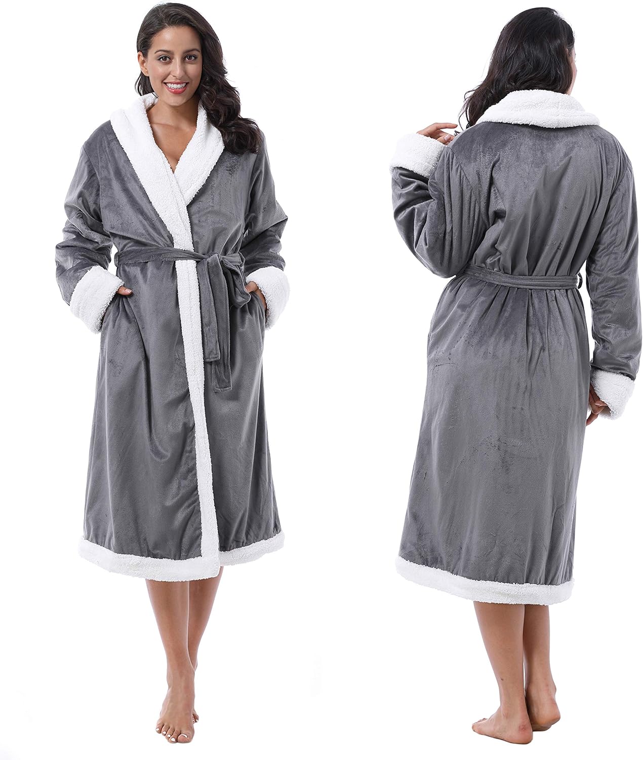 women's gray plush robe