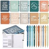 Thenshop 10 Set Book Lovers Gifts Inspirational Spiral Notebook Weekly Planner Motivational Pen Reading Book Club Gift for Women Reader Student Librarian(Black)(Healing Color)