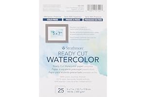 Strathmore 140-205 Ready Cut Watercolor, Cold Press, 5" x 7", White, 25 Sheets,Multicolor