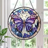Rngmsi Butterfly Stained Glass Window Hanging Gifts, 7.8″ Sun Catchers for Indoor Window Decor, Decorative Sun Catchers Home Wall Art Gift for Thanksgiving Christmas Wedding Housewarming