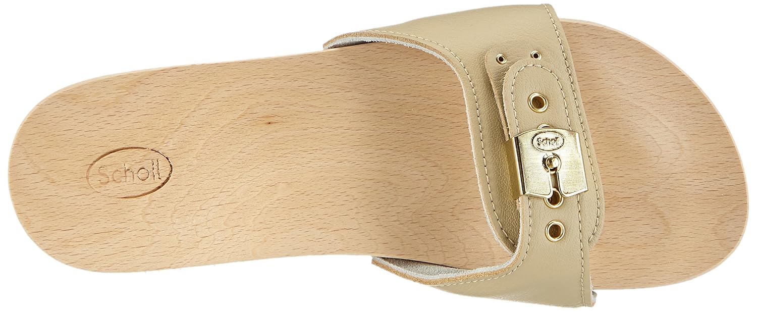 Scholl Zoccoli Pescura Flat | Legno Di Tiglio E Pelle | Made In Italy | Stile Retrò Comodo - Foto 6