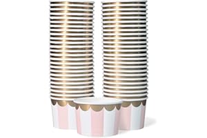 Confettiville 50-Count 9-Oz Paper Ice Cream Cups - Pink Stripes & Gold Foil