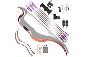 ZSHJGJR Traditional Recurve Bow and Arrow Set Longbow Handmade Mongolian Horse Bow Takedown Bow for Archery Outdoor Hunting T