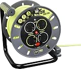 Masterplug Pro-XT Four Socket Open Cable Reel 25m Green High Visibility