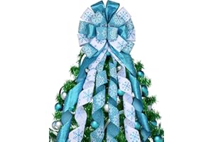 BUVANE Christmas Tree Topper,48x13 inches Large Toppers Bow with Snowflake Pattern for Christmas Decoration