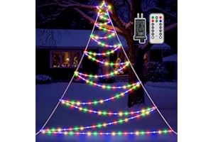 Ollny Outdoor Lighted Christmas Decorations 13FT Tall, IP67 Waterproof Outdoor Christmas Lights with 3 Timers and 8 Lighting Modes, Xmas Decor Light for House Yard Window Wall Lights (Multicolored)