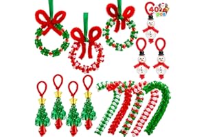 JOYIN Christmas Beaded Ornament Craft, Make Up to 40 Hanging Ornaments of Snowman, Christmas Tree, Candy Canes, and Wreaths for DIY Craft, Xmas Gift Holiday Party, Indoor Decoration（Age 14+）