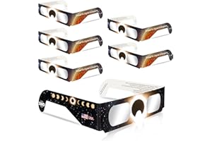 QONBINK Solar Eclipse Glasses Approved 2024 - CE & ISO 12312-2:2015(E) Certified Safe Shades for Direct Sun Viewing for Eclipse (6 Pack)
