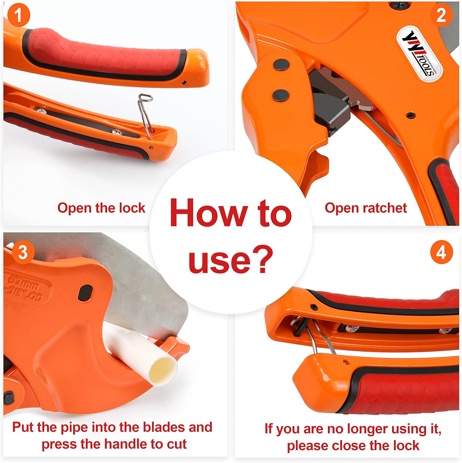 "YIYITOOLS PVC Cutter, Ratcheting Pipe Cutters Cuts up to 2-1/2"" Pipe Capacity Cutting Tool. Ideal Pipe Cutter for Home Working and Plumbers" (QF-1-004): Home Improvement