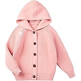 AUTWARM Girls Hooded Cardigan for Kids 4-12 Years, Oversized Long Sleeve Button-Up Knit Sweater, Cozy Indoor & Outdoor Wear