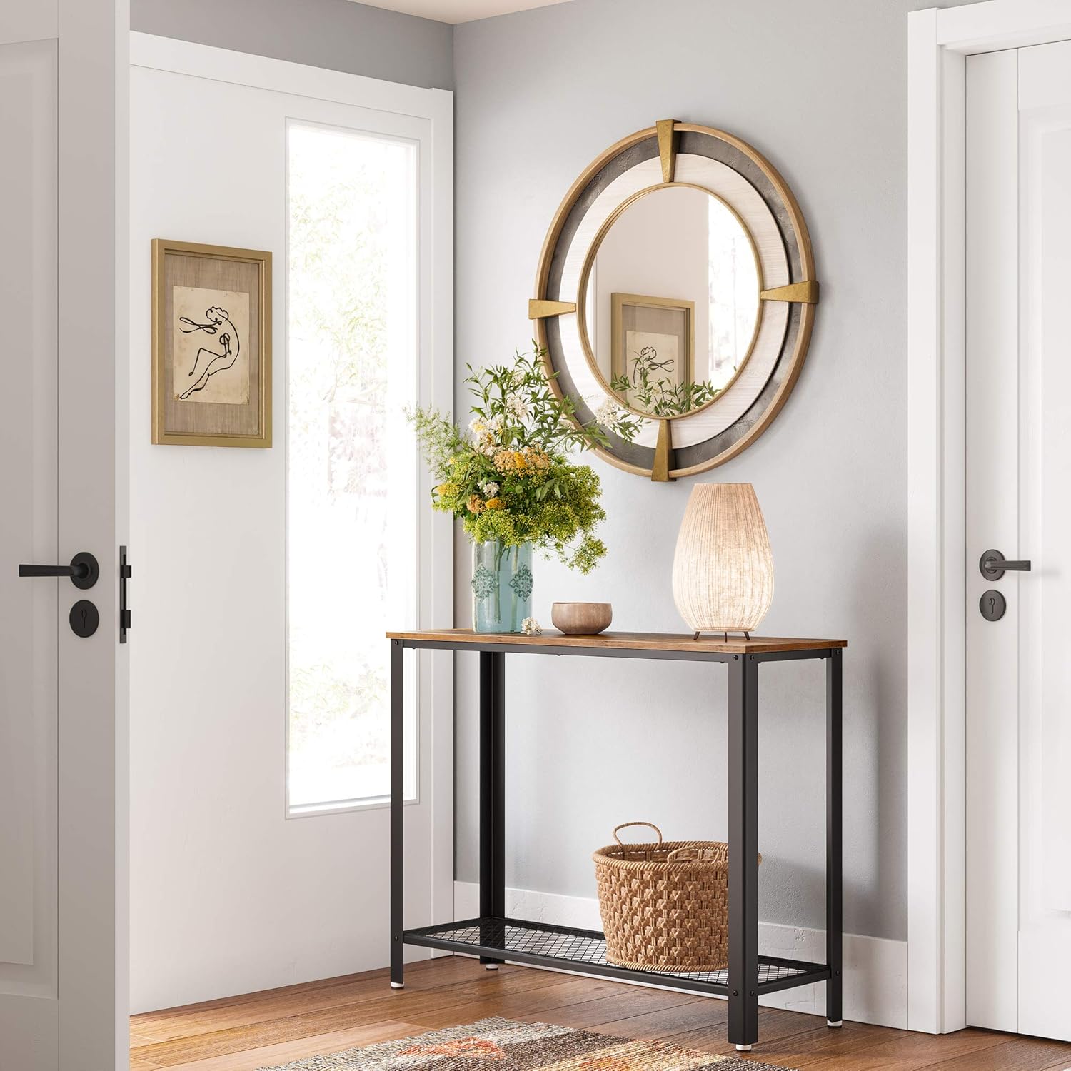 VASAGLE Console Table, Sofa Table, Metal Frame, Easy Assembly, for Entryway, Living Room, Rustic Brown ULNT80X: Furniture & Decor