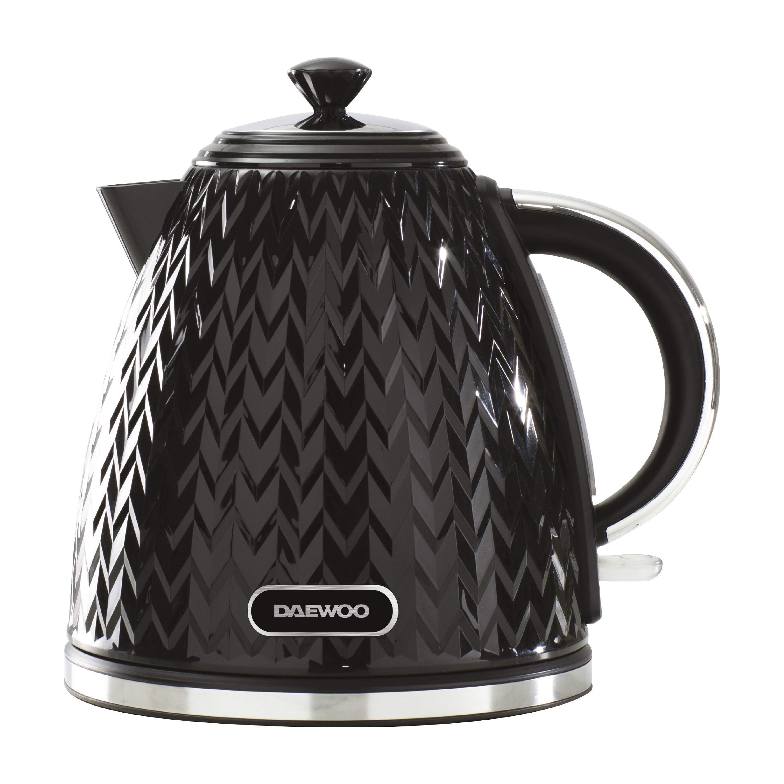 Daewoo SDA1773 Argyle Collection, 1.7L, Electric Kettle With Removable Lid and Filter For An Easy Clean, Auto Shut Off And Power Indicator For Safety, Black