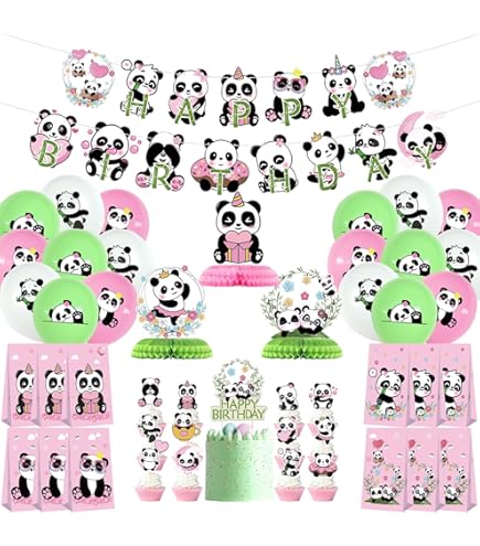 Obussgar Panda Party-Set – Mit Geschenktaschen, Aufklebern, Armbändern – Für Panda-Themenparty – Ideal Für Kinder