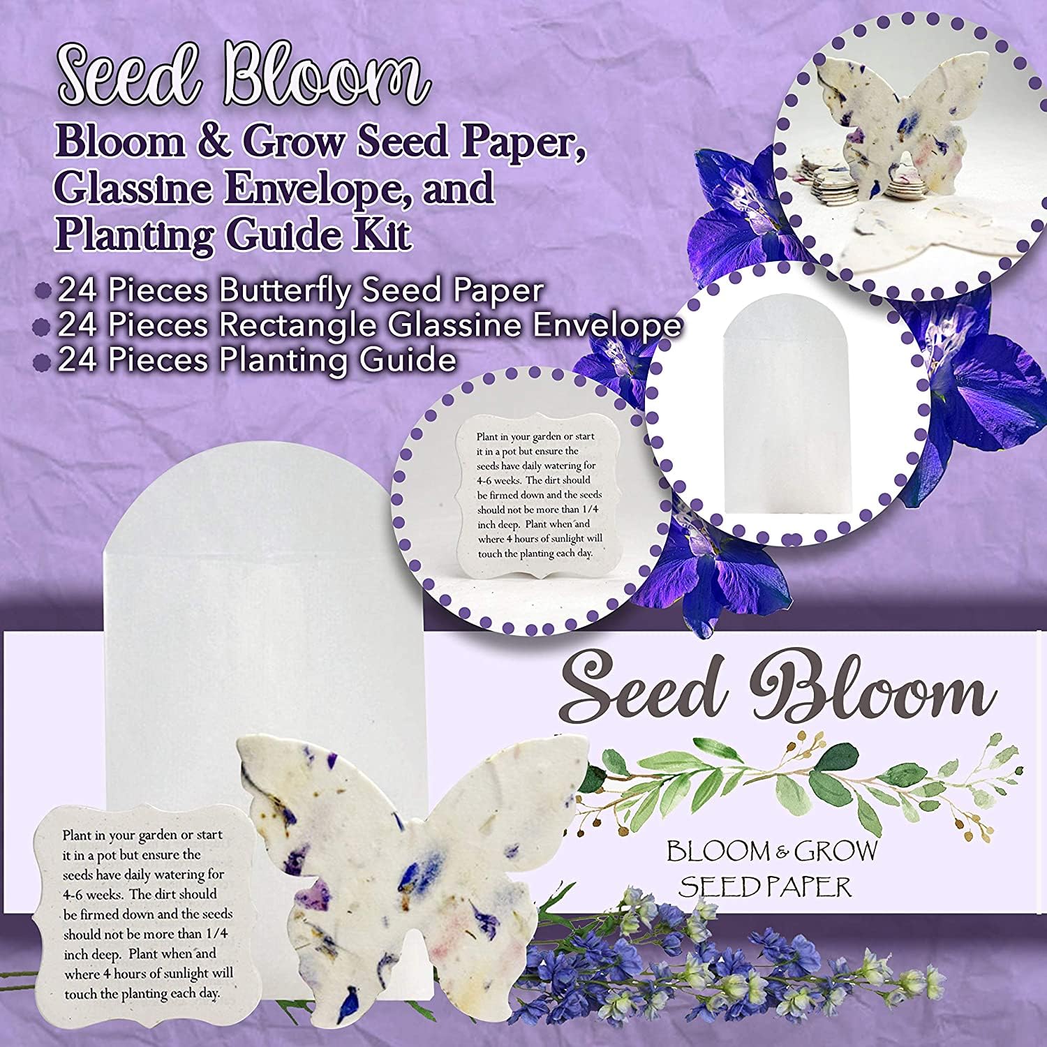 Mua Set of 24 Purple Butterfly – Plantable Seed Paper Embedded with ...