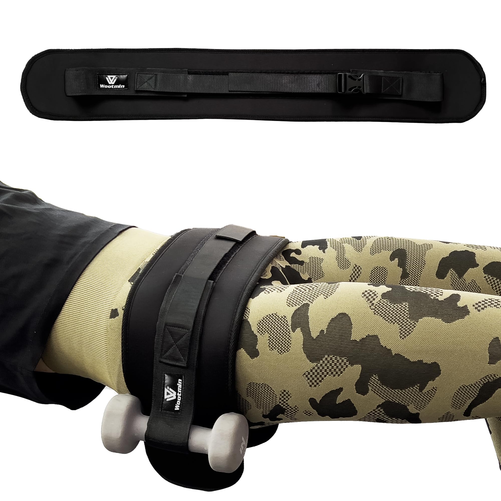 WOOTMIN Upgraded Hip Thrust Belt - Comfortable Home Gym Belt with Wider Anti-Slip Pads (Black)