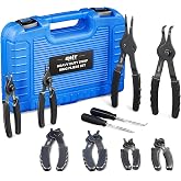 OMT Snap Ring Pliers, 10Pc Internal External Circlip Set With Hook And Pick | 4 Straight And 4 Bent Pliers, 0.04" To 0.09" Tips, Adjustable Knob For Quick Transitions, One-Handed Operation