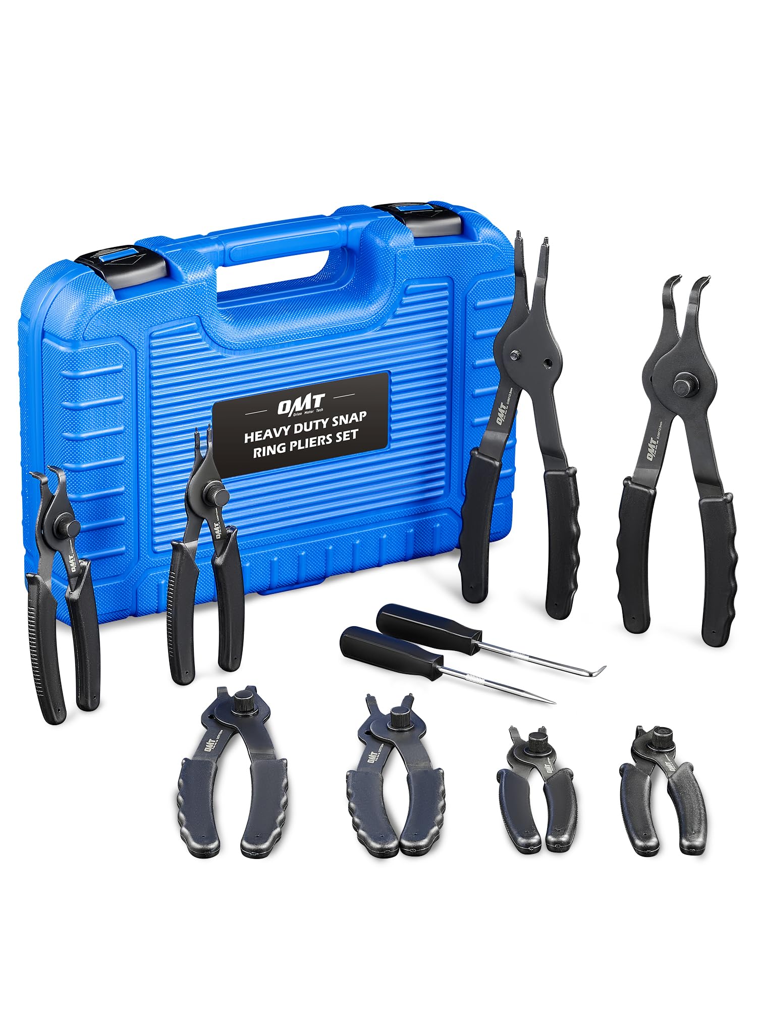 Photo 1 of Orion Motor Tech 10pc Snap Ring Pliers Set, Internal & External Circlip Pliers With Bent & Straight Pliers, Hook Pick, Heavy Duty Removal Tool, Storage Case & Gloves