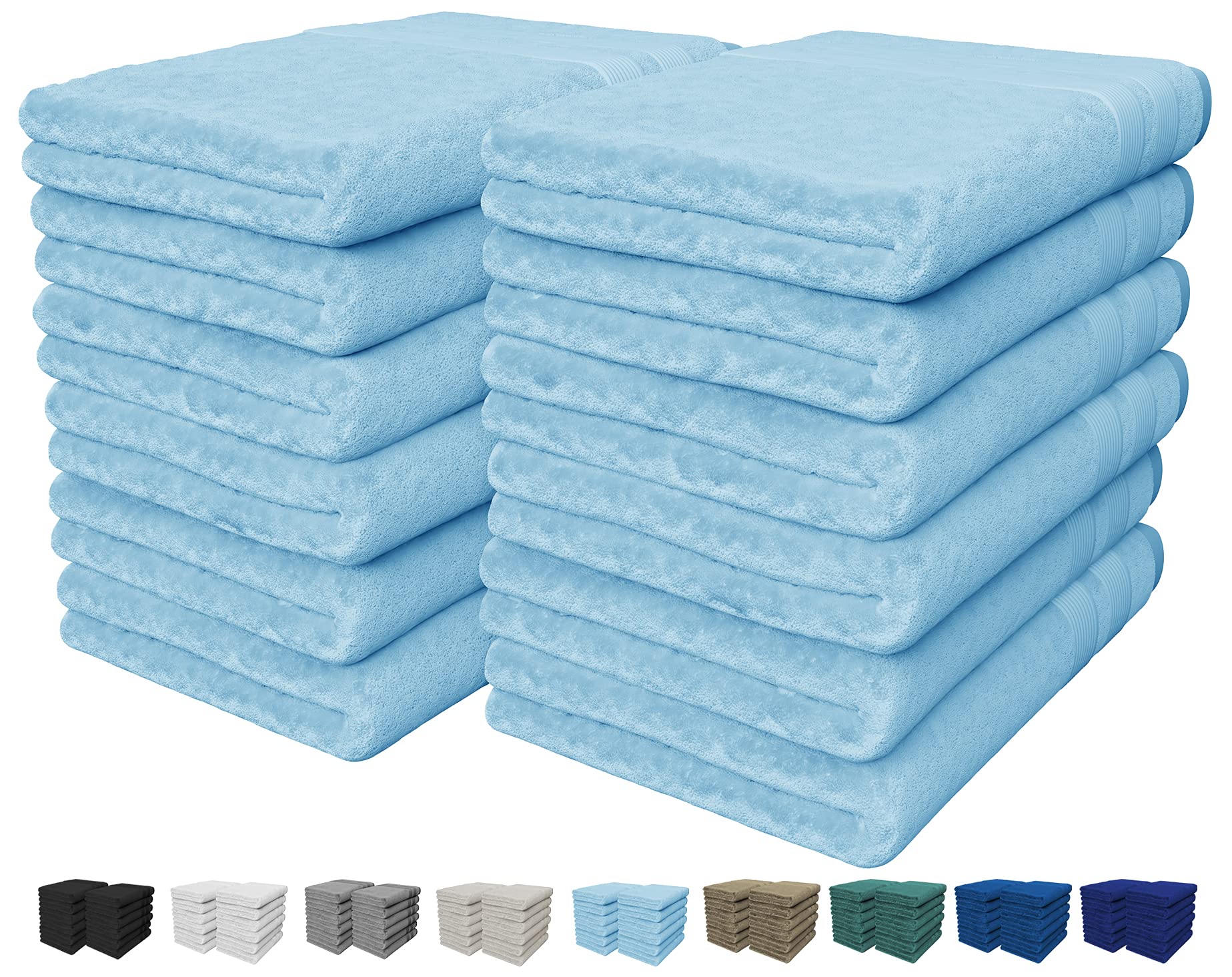 Vozbi Flannel Face Cloth - Cotton Washcloths Set - 30 x 30 cm, 100% Ring Spun Cotton, Premium Quality Face Towels, Highly Absorbent and Soft Feel Fingertip Towels (12 Pack - Sky Blue)