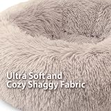 Enjamoy Plush Donut Dog Bed Calming Round Pet Bed 70cm Brown view 4