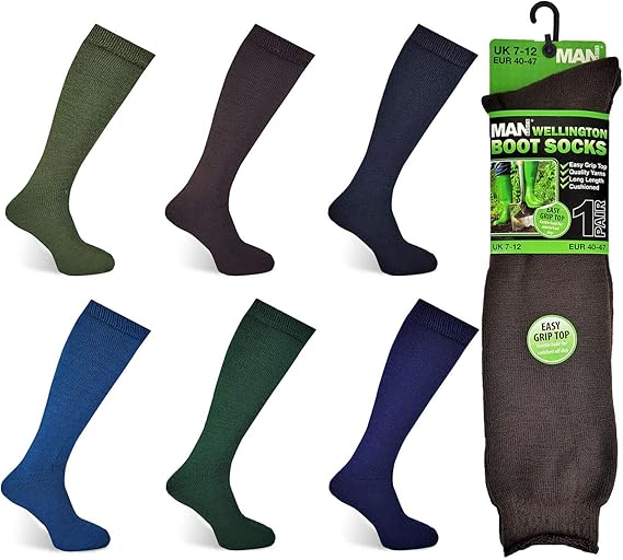 Men's Wellington Boot Socks Mens Plain Welly Wellies Boots Warm Long