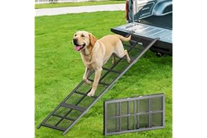 HOBUSKA Dog Ramp for Car, 74"x 20" Outdoor Folding Portable Pet Stair Ramp with Non-Slip Mesh, Extra Wide Dog Steps for Medium & Large Dogs Up to 300LBS, Dogs Cars Ramp for Car SUV/Truck/RV