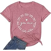 SUPEYA You are Inspiration Shirts Women Cute Heart Graphic Tee Casual Short Sleeve Blessed Saying Tops