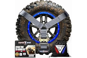 Y Strap for Spare Tire - Heavy Duty Spare Tire Strap 3 Point Ratchet for UTV, Offroad Accessories or Roof Rack | 1.6" Wide 3 Way Strap Can Secure Up to 40" Tire by Straight Jacket Crew (Grey)