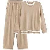 PRETTYGARDEN Women's 2 Piece Knit Sweater Outfit Casual Long Sleeve Pullover Wide Leg Pants Tracksuit Loungewear Set