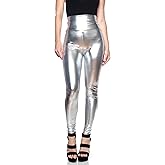 Cemi Ceri Women's Faux Leather Leggings – High Waisted Tummy Control Stretch Pants, Dressy Shiny Slim Fit Jeggings