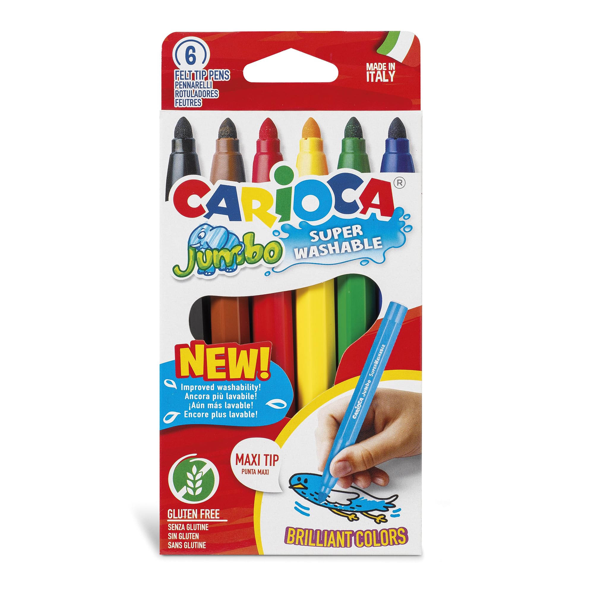 CARIOCA Jumbo Extra Fat - Multicoloured, Pack of 6