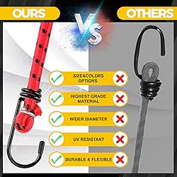 Veppak-Bungee Cords with Hooks, 12 Pack Elastic
