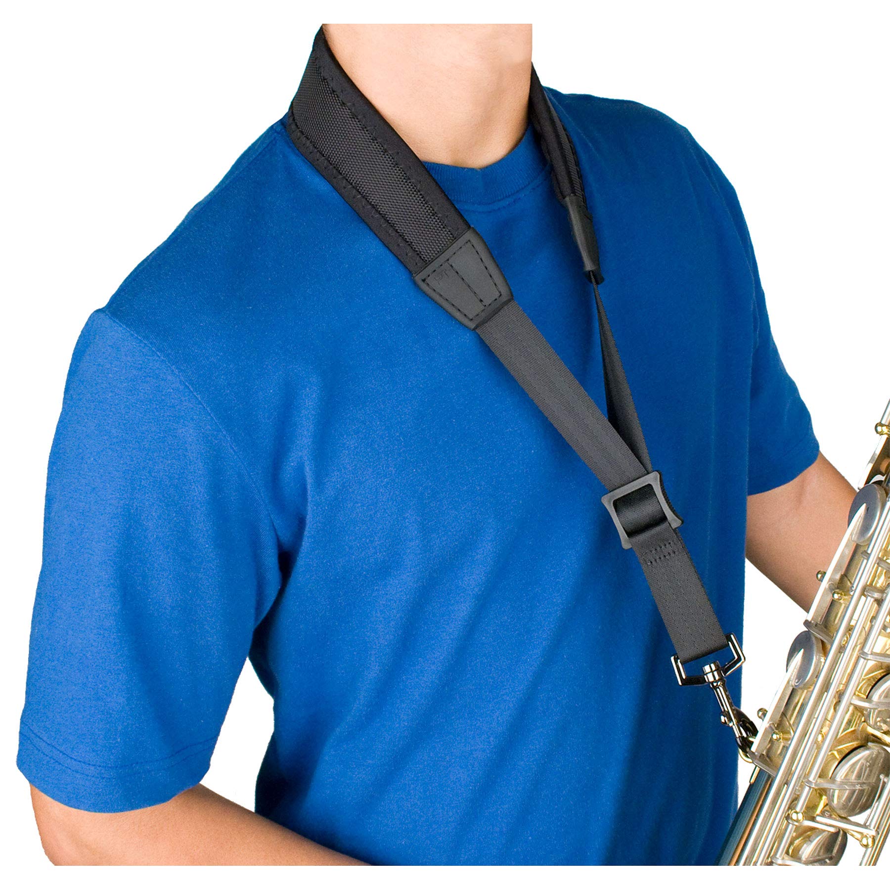 Protec NLS305M 24 inch Less Stress Adjustable Saxophone Neck Strap - Black