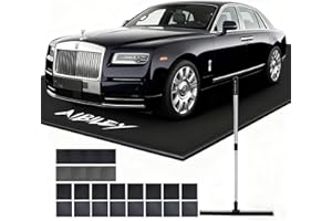 AIBILEY 8'6"x22' Garage Floor Mats for Under Car,Non-Slip Garage Flooring Protector Parking Rugs Carpet,Heavy Duty Waterproof Rubber Containment Mat,Protect from Snow,Ice,Oil,Rain,Muds,with Squeegee,Velcro