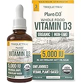 Plant-D3 Organic Vitamin D3 5000 IU - Vegan, Max Strength Sublingual Liquid D3 Drops - 200% Higher Absorption - 100% Plant-Based Cholecalciferol Form - Adjustable Dosing for All Ages (1oz Liquid)
