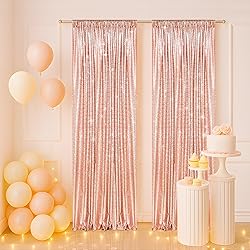 PartyDelight Sequin Backdrop Curtains Rose Gold 2FT