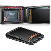 BULLIANT Men Wallet,Slim Leather Wallet Money Clip Magnetic Closure Simplifed Bill Folder 10Cards RFID Blocking 4.3"×3"