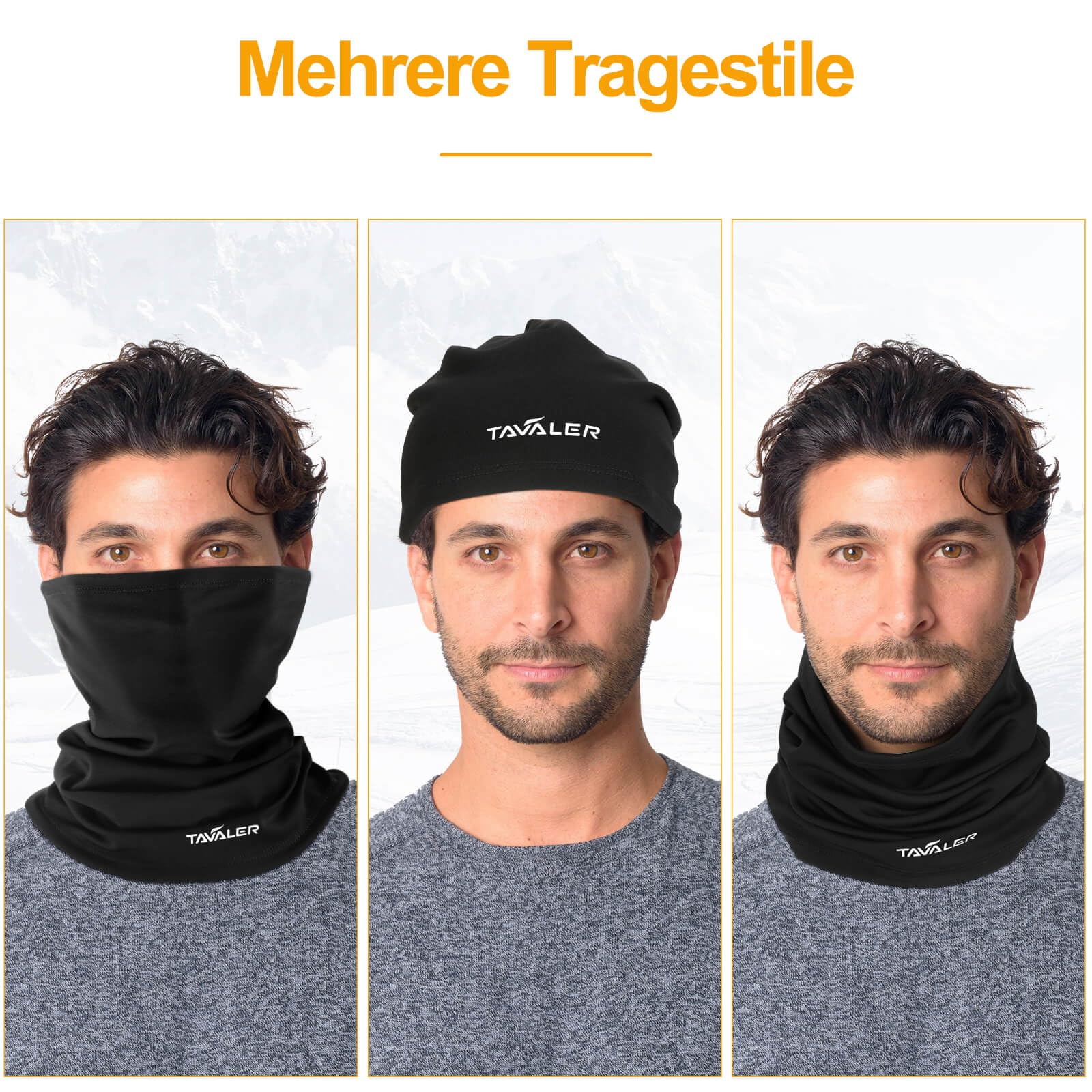 Tavaler Schlauchschal Herren/Damen Winter 2 Stück, Multifunktionstuch Winddicht Halswärmer, Elastisch und Atmungsaktiv Halstuch Herren, Loop Schal für Fahrrad, Motorrad, Skifahren 6