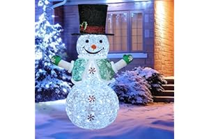 TDMOON Snowman Outdoor Christmas Decorations, 4.1FT Lighted Christmas Large Outdoor Snowman, with Scarf and Snowflake Cloth Vest, Light Up for Indoor/Outside Yard Xmas Holiday Party Decoration