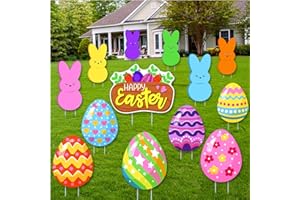 URANUS&NO.1 13 Pack Easter Decorations Outdoor - 6 Bunny 6 Eggs Yard Signs with Stakes for Easter Party Decorations Supplies, Garden Yard Lawn Spring Holiday Decor