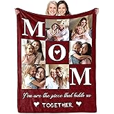 Prints Fun Personalized Mothers Day Birthday Gifts for Mom from Daughter Son, Custom Throw Picture Blanket for Mama, Best Mom Ever, Customized Christmas Valentines Gifts for Wife from Husband