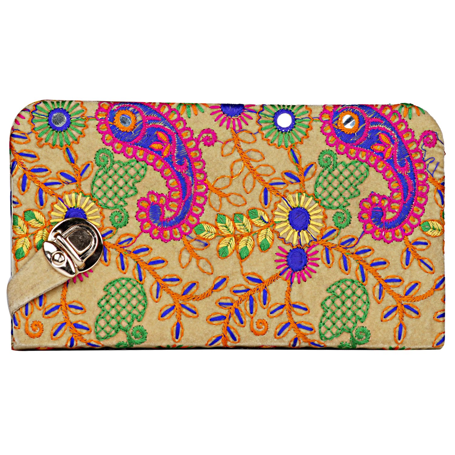 aadhunik libaas women's multicolor embroidery clutch