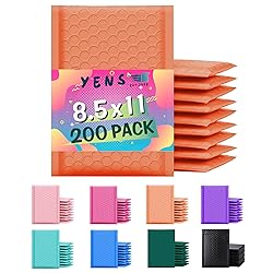 Yens Poly Bubble Mailers 8.5x12 200 Pack Orange