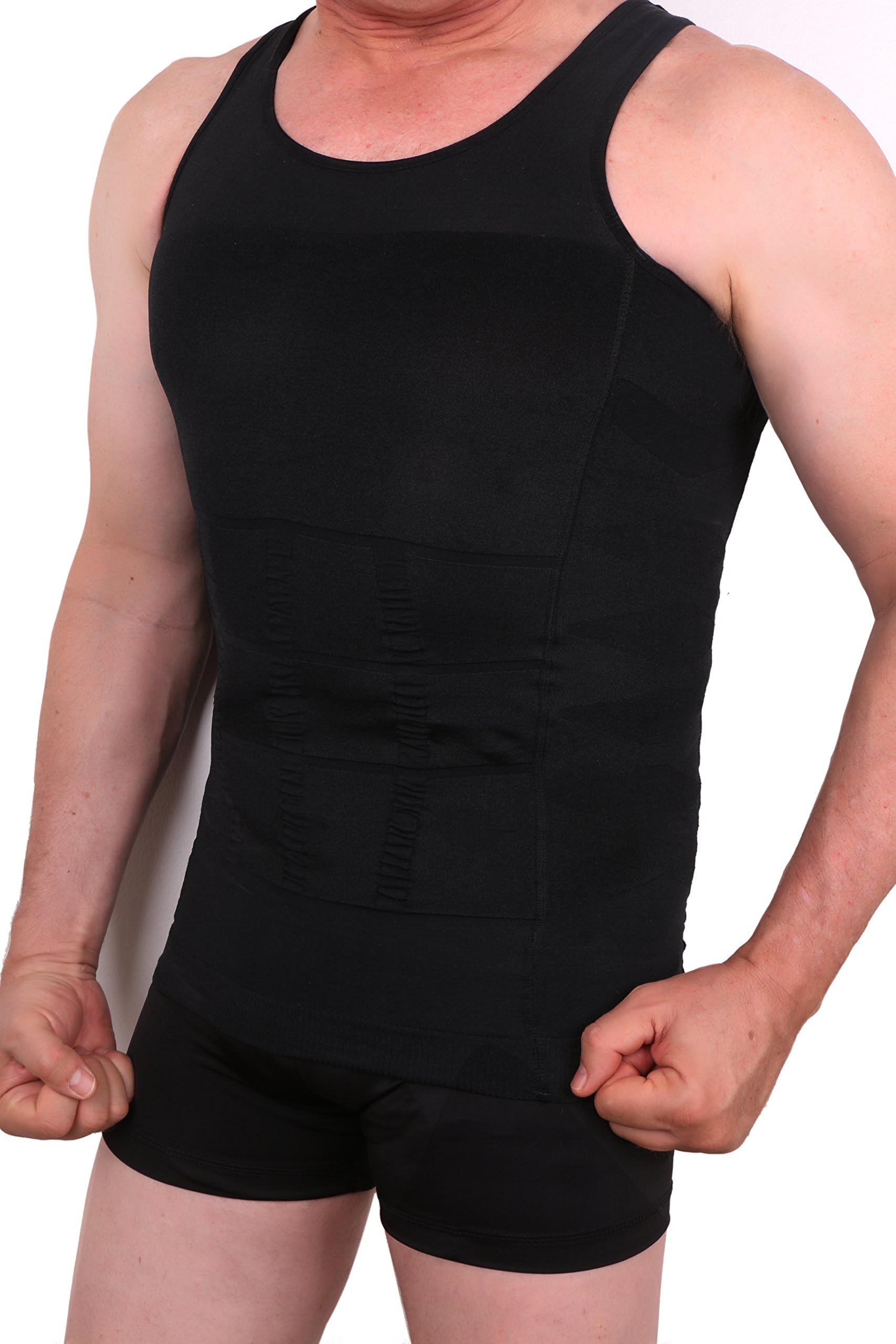 Men's Body Shaper High Compression Slimming Fitness Shirt (Black, Large)