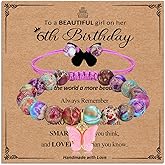 Gopbrer 4-8 Year Old Girl Birthday Gifts, Adjustable Pink White Pearl Beaded Bracelet for Teen Girls, 4-8th Happy Birthday Christmas Gifts for Daughter Granddaughter Niece