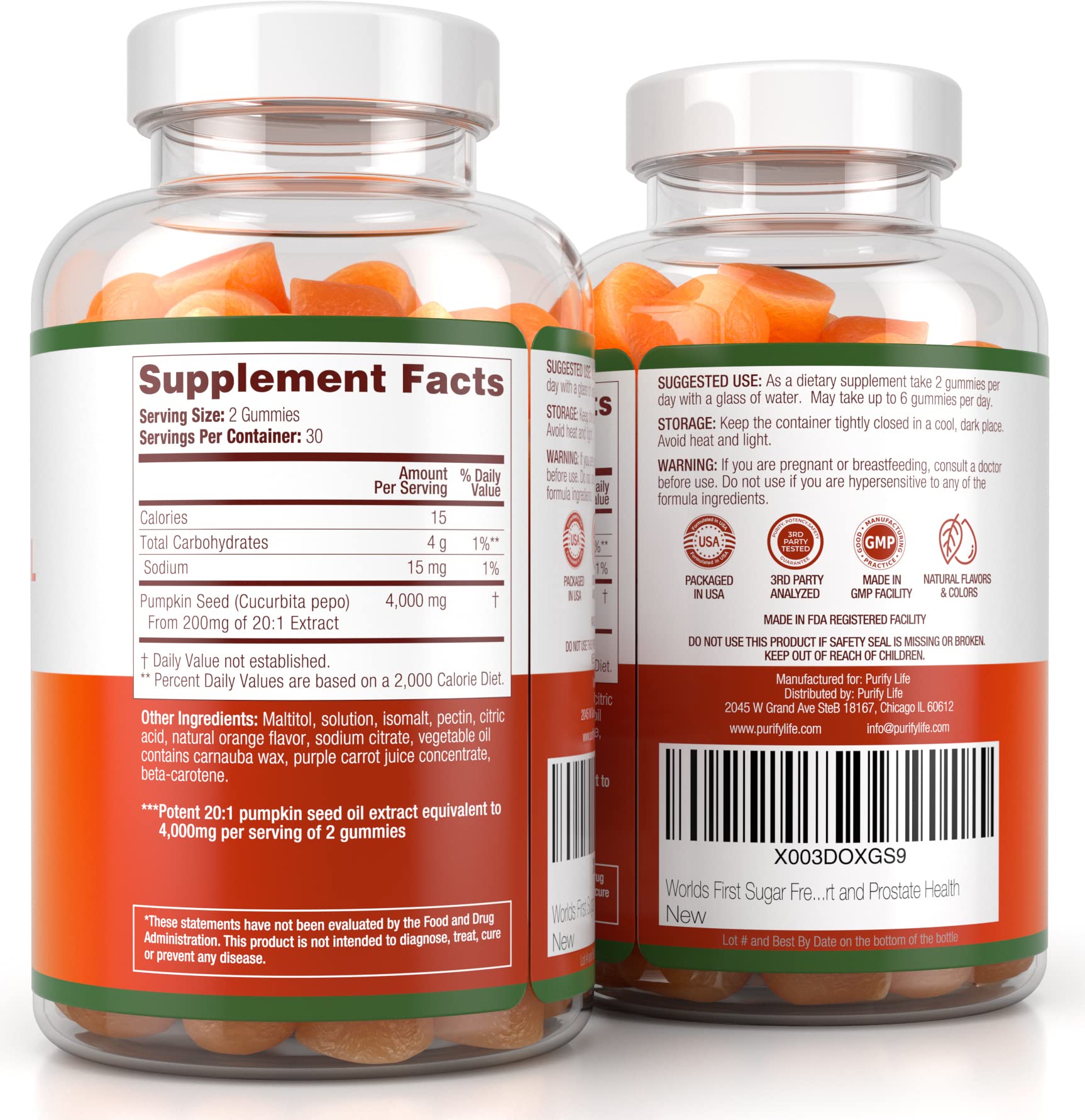 Sugar-Free Pumpkin Seed Oil Gummies (4,000mg/serving) Pumpkin Seed Oil for Hair Growth, Youthful Skin, Prostate Health, Immune & Urinary Tract Support-Natural Source of Essential Fatty Acids-60 Chews