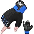 BEAST RAGE Workout Gloves for Men, Durable Palm Grip Gym Gloves Women Half Finger Elasticated Training Weight Lifting Strength Bodybuilding Anti Slip Cycling Gloves Exercise