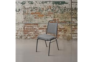 BizChair HERCULES Series Trapezoidal Back Stacking Banquet Chair with 2.5" Thick Seat in Gray Fabric - Silver Vein Frame